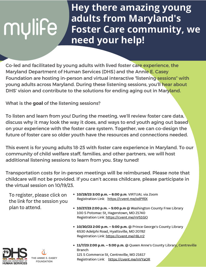 Calling All Young Adults 18-25 in Maryland Who Have Been or Are Currently in Foster Care